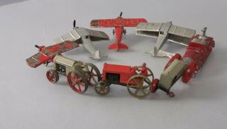 Tootsietoy Vintage Die Cast Tractors,  Fire Engine & Airplanes [8] 2