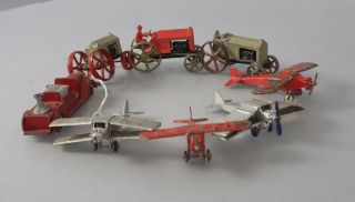 Tootsietoy Vintage Die Cast Tractors,  Fire Engine & Airplanes [8] 6