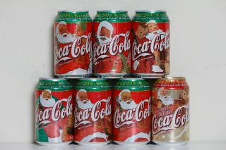 2000 Coca Cola 7 Cans Set From Italy,  Christmas