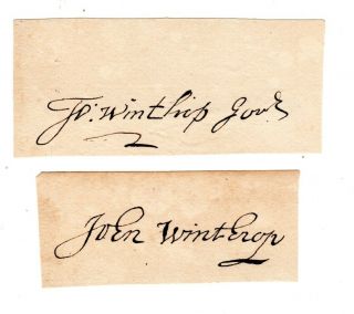 John Winthrop,  First Governor Massachusetts,  And Son John Winthrop,  Signatures
