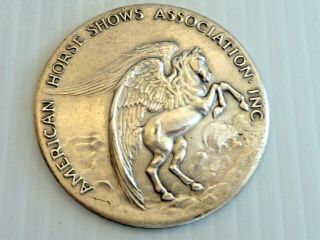 " American Horse Shows Association Inc " Large.  999 Silver Medal,  Winged Horse