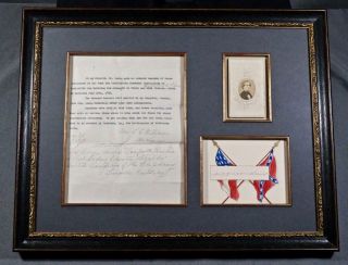 Scarce 1895 Jefferson Davis Signed Confederate Banner Civil War Jsa
