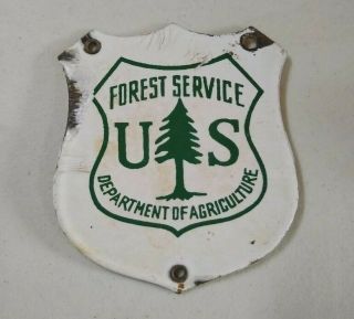 Vintage U.  S.  Forest Service Department Of Agriculture Porcelain Badge Sign