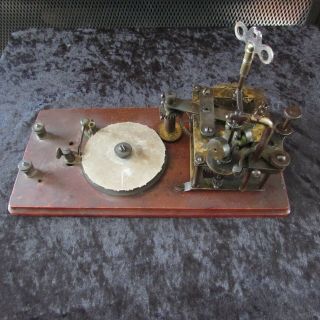 Antique Omnigraph Telegraph Key With Clock