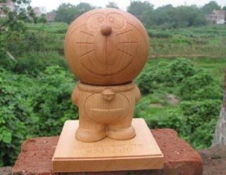 18cm Beech Wood Hand - Made Doraemon With Base