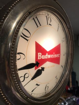 1959 Hanging Budweiser Rotating Lighted Pocket Watch Clock Read 7