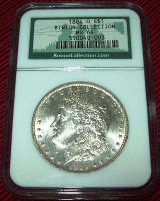 Binion Silver Hoard 1884 O Morgan Silver Dollar Certifed By Ngc Ms 64 Coin $1