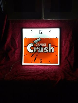 Vintage Orange Crush Pam Clock Lighted Pam Clock Soda Clock