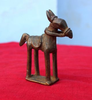 Old Miniature Brass Horse Standing Figure Statue