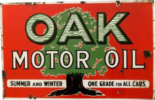 Porcelain Oak Motor Oil Size 17 " X 26 " Inches Double Sided Sign