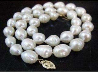 18 " Huge 11 - 13mm Real South Sea White Pearl Necklace 14k