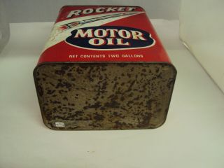 VINTAGE ADVERTISING TWO GALLON ROCKET SERVICE STATION OIL CAN 500 - Q 5