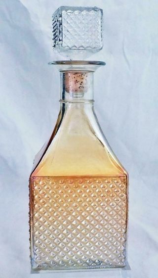 Vintage Old Forester Carnival Glass Whiskey Decanter Bottle Marigold Diamond