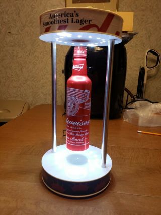 Red Budweiser Lager Beer Motion Floating Spinning Bottle Led Light W@w