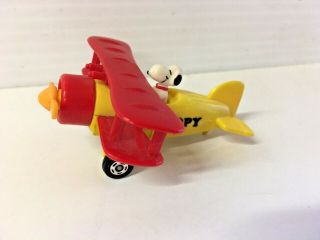Vintage Snoopy Biplane Die Cast Metal Toy Plane Peanuts Aviva