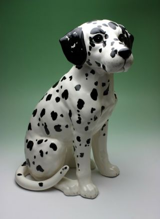Dalmatian Sitting Statue Porcelain Dog Figurine 12 Inches High Large Size Japan