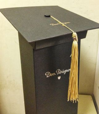 Dom Perignon Graduation Cap Box Topper & Gold Tassel (with Bonus: Gift Bag)