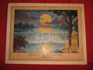 George Dickel Bourbon Whisky Mellow As Moonlight Cardboard Advertising Sign 1939