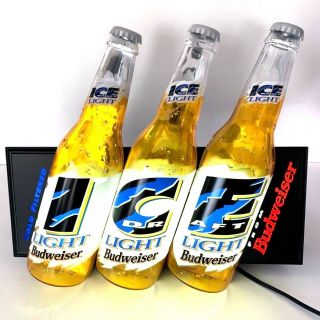 Ice Light Draft 1994 Budweiser Light Up 3d Bar Sign - Brand Vintage