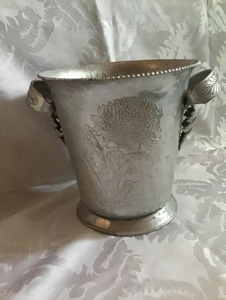 Vintage Continental Aluminum Hand Wrought Ice Bucket Champagne Wine Cooler