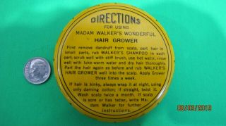 Vintage Medicine Tin,  Madam C.  J.  Walker ' s Wonderful Hair Grower Indianapolis IN 2