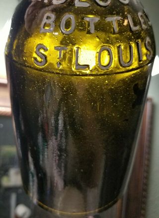 A Beauty L.  Blocks Bottles Black Glass Olive Green Ale Bottle St.  Louis MO Beer 8