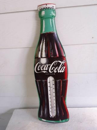 Large 29 " Tall Coca - Cola Metal Thermometer Made In Usa