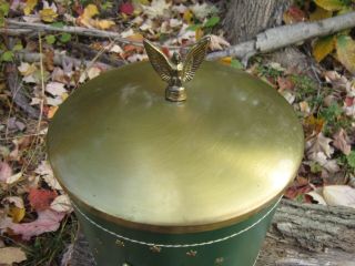 Eagle Ice Bucket - Vintage 1960s Mid Century Green Leather Barware/ Man Cave 3