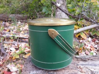 Eagle Ice Bucket - Vintage 1960s Mid Century Green Leather Barware/ Man Cave 4