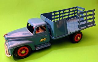 Vintage Product Miniature International Blue Stake Truck Harvester Toy Promo