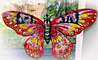 Large Butterfly Metal Garden Wall Art,  Indoors,  Outdoors Hanging Sculpture Fence