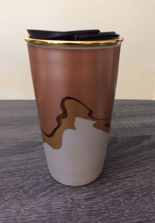 Starbucks 2018 Holiday Christmas Ceramic Tumbler Travel Mug Lid Coffee Tea