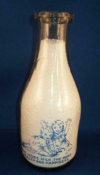 Vintage TRPQ Milk Bottle BLUE SPRUCE Farm Westbrook Maine Wm.  L.  Clarke 4