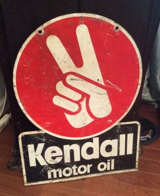 Rare Vintage Two Sided Metal Kendall Oil Sign 26” X 18 1/2”