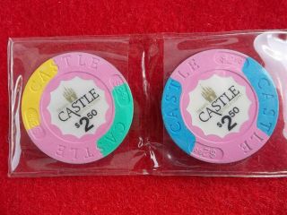 2 Donald Trump Castle Casino Chips $2.  50 Set Of Both Styles Ac Atlantic City