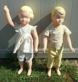 Vintage 32 " Buster Brown Mannequins Girl Boy Store Advertising Signs
