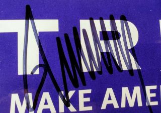 AUTOGRAPHED Donald Trump & Mike Pence Hand Signed Trump Campaign sticker MAGA 2