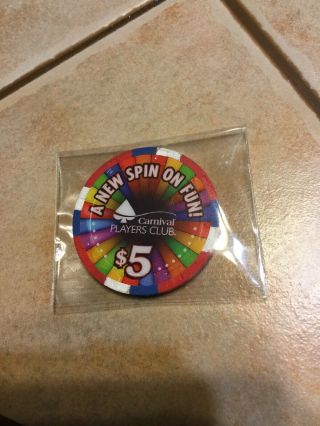 Carnival Cruise Ship Lines $5.  00 Casino Poker Chip Wheel Of Fortune Rare Htf