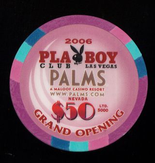 PLAYBOY CLUB PALMS CASINO $50 GRAND OPENING CHIP (C900) OVERSIZED HUGH HEFNER 2