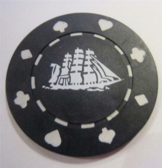 Cutty Sark Clay Composite Vintage Poker Chip Set 10 Clipper Ship Black Cond