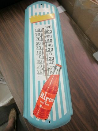 Vintage Advertising Hires Root Beer Soda Large Store Tin Thermometer 674 - P