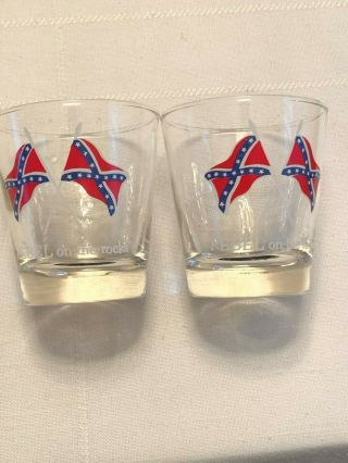 1960’s Rebel On The Rocks Flag Glasses.  " Rare Hard Pair To Find.