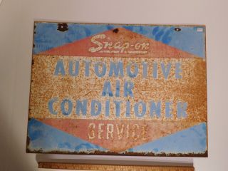 Vintage Snap - On Automotive Air Conditioning Service Porcelain Sign 2 - Sided