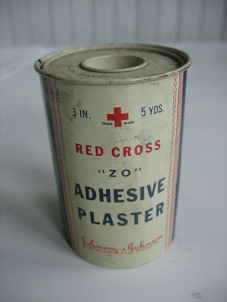 Nos Red Cross Adhesive Plaster Litho Tin 3 " 5 Yards Johnson Johnson First Aid