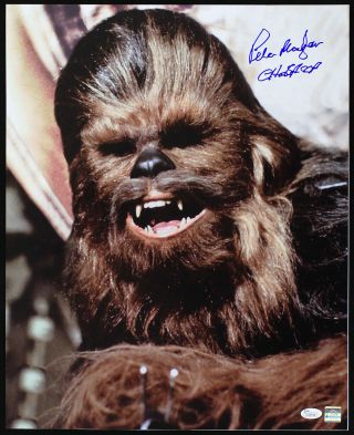 1977 Peter Mayhew Star Wars Signed Le 16x20 Color Photo Head Shot (jsa)