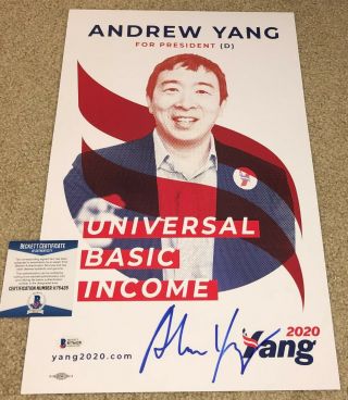 Andrew Yang Signed Campaign Poster 2020 President Democrats Math Income Bas
