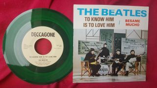 Beatles " Besame Mucho " Nm Unofficial Rare Deccagone 1976 Promo Only,  Green Vinyl