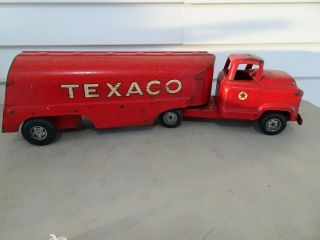 VINTAGE 1950 ' s BUDDY L Pressed Steel TEXACO Fuel Truck Old Gas Transport Toy 550 3