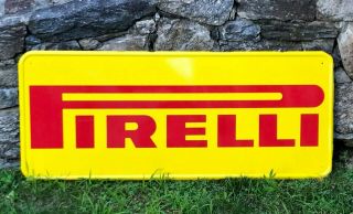 Large Vintage Pirelli Metal Sign Enamel Factory Authentic 48 " X 20 "