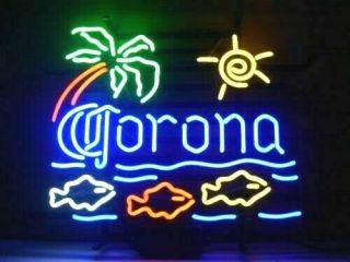 [ship From Usa] Corona Extra Macaw Fish Palm Tree Real Neon Sign Beer Light